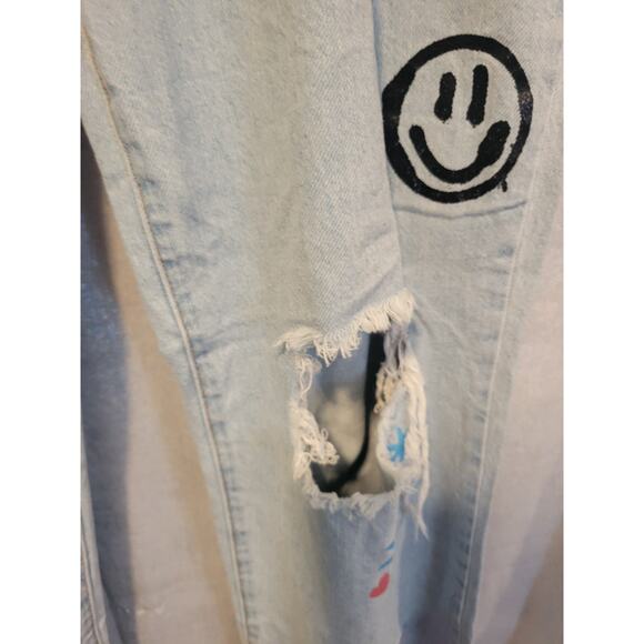 S.O.N.G. 90s Junior 13/31 Y2J Boyfriend Jeans Hi Rise Distressed Denim Hip Hop - Picture 4 of 8